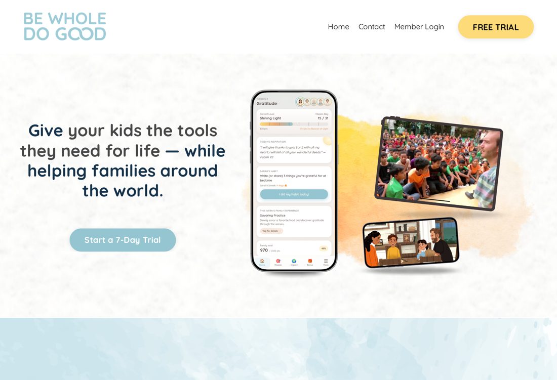 Current Be Whole Do Good homepage