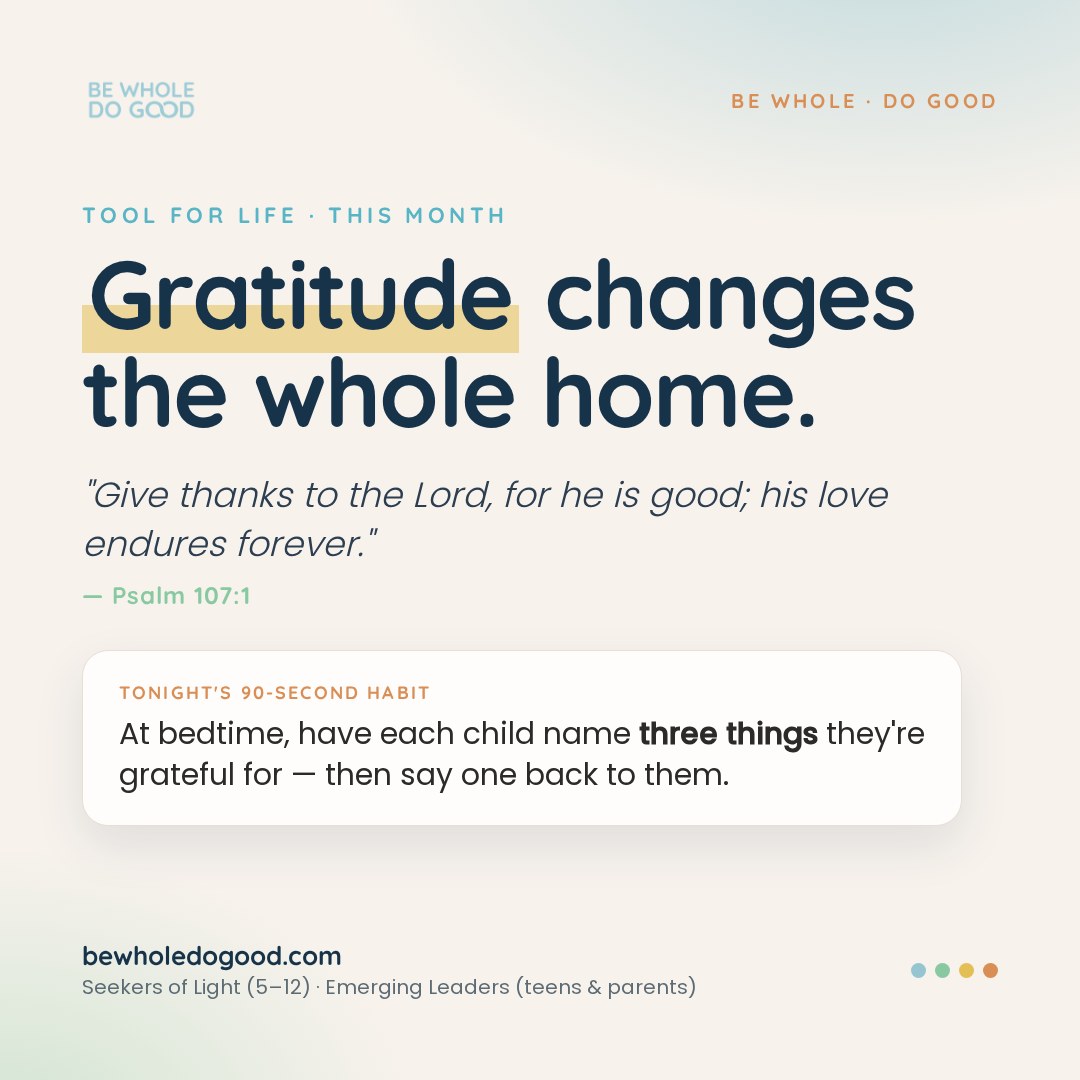Sample Be Whole Do Good social post — Gratitude
